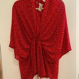Lucky Brand red floral sheer wrap